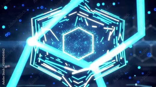 Abstract blue technology background with glowing lines and digital circuits animation 4k video