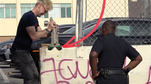 Cop sunglasses get smashed in magic prank fail