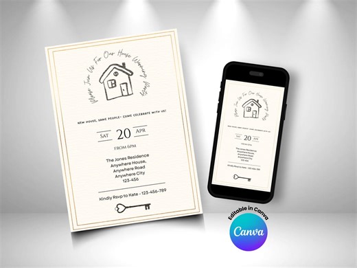 Minimalist House Warming Invitation | New Home Party Invite | Printable & Digital Canva Template - Etsy