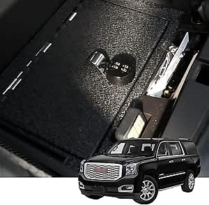 JIKE Center Console Gun Safe - Console Gun Vault Compatible with Chevrolet Suburban/Tahoe 2015-2020, GMC Yukon/GMC Yukon XL 2015-2020(4 Digit Lock)