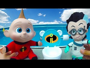 Ellie Jr and PJ Masks In Real Life In Swimming Pool Adventure with Incredibles 2