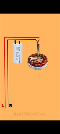 Ceiling Fan Stator with Capacitor Wiring Diagram | #shots #electrical | Roni Electrician