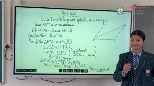 Vishwanath Academy ® | Best CBSE School in Lucknow on Instagram: "In this Class IX mathematics video, a student clearly explains and proves the CPCTC theorem (Corresponding Parts of Congruent Triangles are Congruent). The explanation is presented step by step, making it easy to understand the concept of triangle congruence. Using diagrams and logical reasoning, the student demonstrates how corresponding sides and angles of congruent triangles are equal. This student-led explanation helps make le
