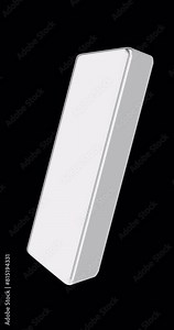 Silver ingot. Rotation, vertical animation. 3D rendering isolated on transparent background