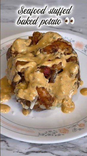 Seafood Stuffed Baked Potato | Creamy Shrimp & Scallop Loaded Potato 😮‍💨🔥