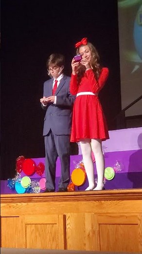 Ava as Veruca Salt in Willy Wonka Jr @ Trinity Christian School Musical Performance