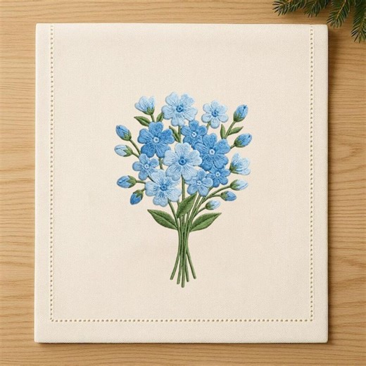 Blue Flower Bouquet Embroidery Design, Floral Embroidery File, Wildflower Bouquet Machine Embroidery, Botanical Flower Design - Etsy