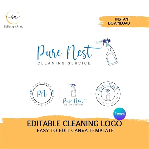Editable Cleaning Logo Canva Template, House Cleaning Business Logo, Maid Service Logo Design, Commercial Cleaning Company Monogram Premade - Etsy