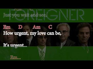 FOREIGNER - Urgent - Guitar Backing Track With Chords And Lyrics