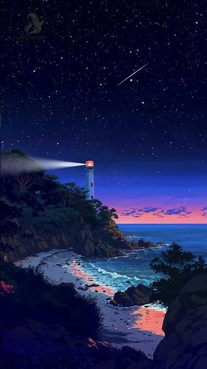 Lighthouse at Night Ambience 🌙 Peaceful Ocean Waves for Deep Sleep ASMR | RJ