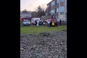 Scene after a surfer was attacked by a shark at Seaside Cove, Oregon