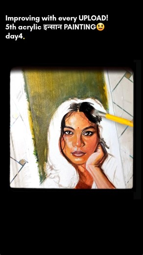 MY 5TH ACRYLIC PAINTING ON canvas/ IMPROVING WITH EVERY UPLOAD 🔥🔥[day 4]