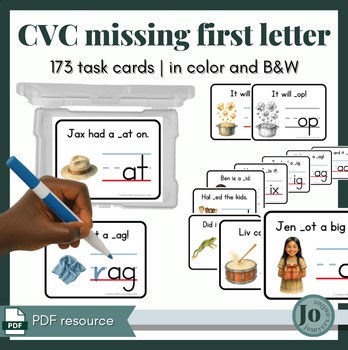 SOR-aligned CVC task cards | fill in the missing initial letter | PDF