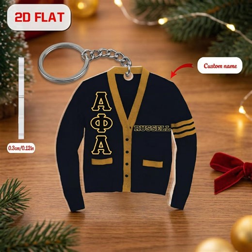 Personalized Alpha Phi Alpha Cardigan Keychain Custom Name, APA Fraternity Gift, Black and Gold Greek Life Keyring, Alphas 1906 Gift - Etsy