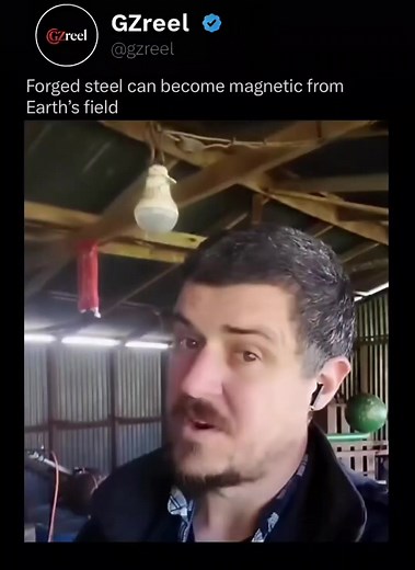 When steel is heated and forged, its internal magnetic domains can align with Earth's magnetic field. As the metal cools, these domains lock into place and give the steel a permanent magnetic direction. This process shows how materials can store a magnetic memory based on their environment. Love Technology? Follow @gzreel Media: @valhallaironworks #steel #earth #material #technology #reels