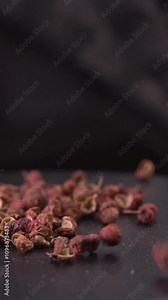 Close up of traditional Chinese spice. Sichuan peppercorns. Sichuan pepper often used in Chinese and Asian cooking for spicy meals