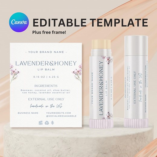 Editable Lip Balm Label Template: DIY Cosmetic Packaging (canva) - Etsy