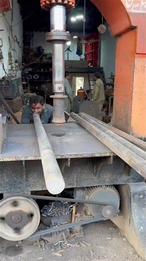 Thick and Crooked Iron Rod is Being Straightened With Hydraulic Press Machine #ironrod