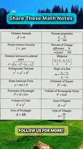 461K views · 1.2K reactions | SAVE THESE IMPORTANT Math Notes | Math Notes | Facebook