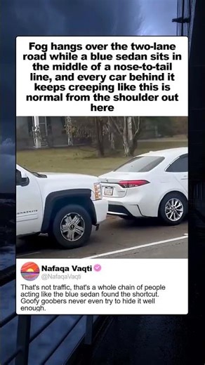 HOW DID ONE BLUE SEDAN TURN THIS ROAD INTO A COPYCAT LINE?