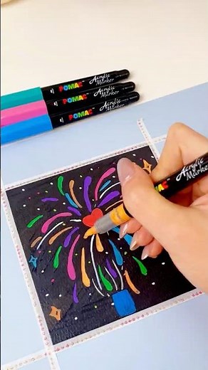 Learn to Paint Fireworks from Scratch | Acrylic Paint Marker Tutorial#eyeye #acrylicmarkers
