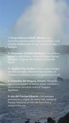 Aquí tienes una lista de cinco lugares imperdibles para visitar este verano en Canadá: Parque Nacional Banff, Alberta: Este parque es famoso por sus impresionantes montañas, lagos turquesas y vida silvestre. Lugares destacados incluyen el Lago Louise y el Lago Moraine, que ofrecen oportunidades para practicar senderismo, paseos en canoa y fotografía de paisajes impresionantes. Vancouver, Columbia Británica: Esta ciudad costera es conocida por su belleza natural y vibrante vida urbana. No te pier