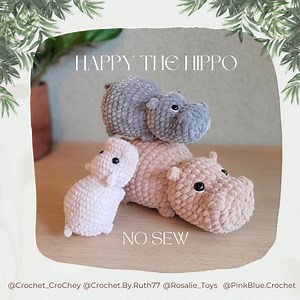 Happy the Hippo, NO-SEW Crochet Amigurumi PDF Pattern, Adorable Cute Chonky Hippo Super Quick and Easy Project for Markets or Gifts. - Etsy UK