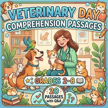 Veterinary Day Reading Comprehension Passages | Grades 2–8 | Animal Lovers Pack