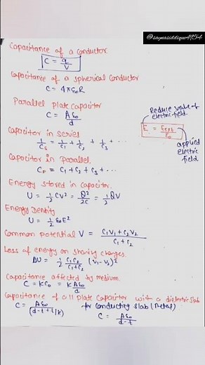 class 12 | physics |chapter 2 | electrostatic potential and capacitance | formula sheet |