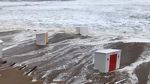 Beach huts swept away as Storm Ellen hits Devon coast