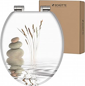 SCHÜTTE WC-Sitz BALANCE mit Absenkautomatik aus Holz, Klodeckel für WC | hochwertiger Toilettendeckel mit 175kg Belastbarkeit, Toilettensitz mit Brille, MDF Holzkern Klobrille mit Motiv