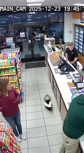 December 23, 2025 - Best security system ever 🦨😂 #SecurityCam #GasStation #Viral