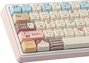 PBT Keycaps 142 Keys Cute Keycaps Dye-Sublimation Sea Salt Cat Keycap Mao Profile Custom Keycap for Cherry Gateron MX Swithes Mechanical Keyboards