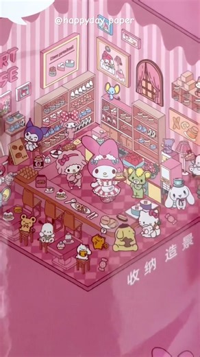 Sanrio Kawaii pink 3D Stickers ASMR #mymelody #papercraft #diy #relaxing #shorts #stickers