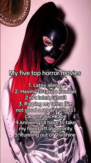 My top 5 latex horror movies can you guess what they are?! #latex #latexmodel #latexphotography