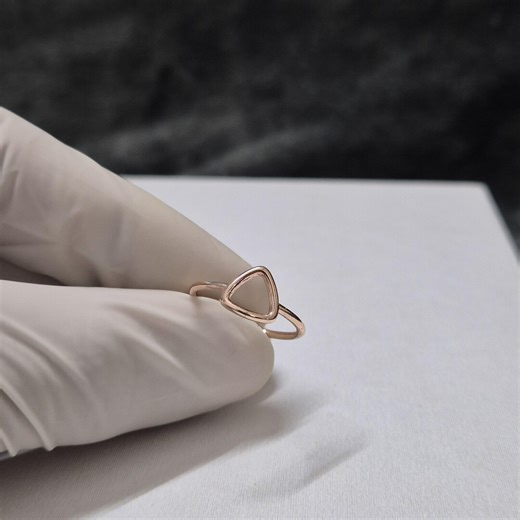 Dainty Triangle Ring in Solid Gold or Sterling Silver, Geometric Trillion Shape Ring, Minimalist Open Triangle Stacking Ring - Etsy