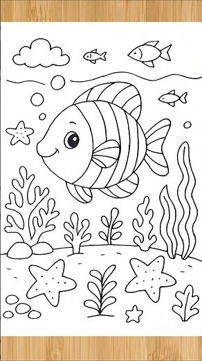 Fish drawing easy for kids - fish outline drawing in the sea - #shorts #drawing #fish #kidsdrawing