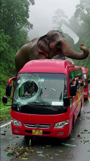 Rampaging Elephant Crushes Bus on Jungle Road Shocking Encounter!