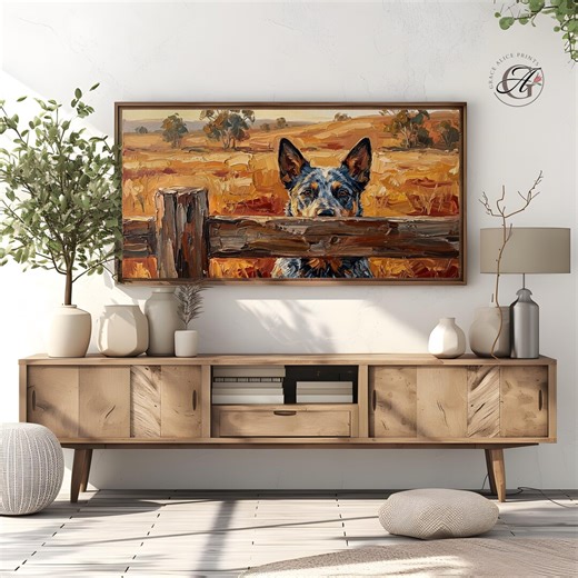 Australian Cattle Dog Peeking Fence Art: Digital Painting (digital Download) - Etsy