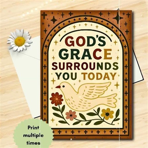 Christian Birthday Card Inspiration Dove & Floral Blessing Printable – God’s Grace Surrounds You