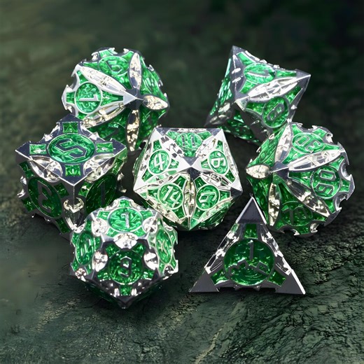 Metal Dice for Dnd Dice Set RPG Board Game Dice D20 D6 D4 Silver Green - Etsy