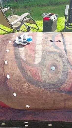 Touch Up Paint On The Apron Of The Ancestors Totem Pole Easter Sunday