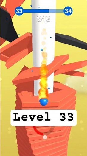 Stack Balls Level 33 | Smooth Fast Tower Smash 🔥🟠