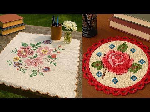 Beautiful Embroidery on Table Cloth 🌸 | Easy Hand Embroidery Design 🧵✨