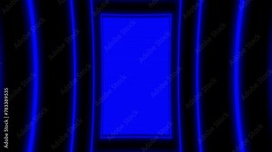 Looped animated neon blue frame screens. Future cyber electric abstract science background 4k video Stock Video