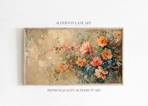 Spring Flowers Oil Painting, Flower Field, Pastel Textured Flower Painting, Warm Toned Abstract, Digital Download Frame TV Art, TVART634 - Etsy UK