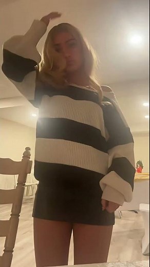 #striped #white #black #sweater #knit #ribbed #cold #shoulder #top #crewneck #leather #mini #skirt