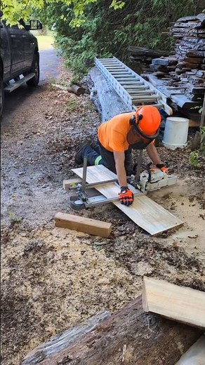 milling pine slabs with granberg mill with scrap wood!