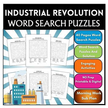 Industrial Revolution Word Search Activities Morning Work 4th,5th,6th,7th,8th