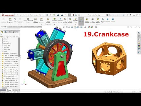 Six Cylinder Radial Engine in Solidworks 19.Crankcase